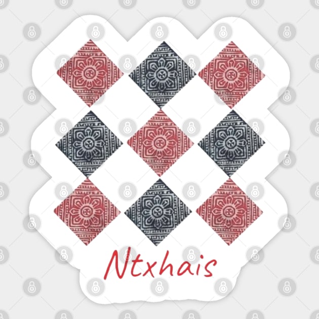 Ntxhais – Blossoming Hmong Beauty in Pattern Sticker by Pimcolle